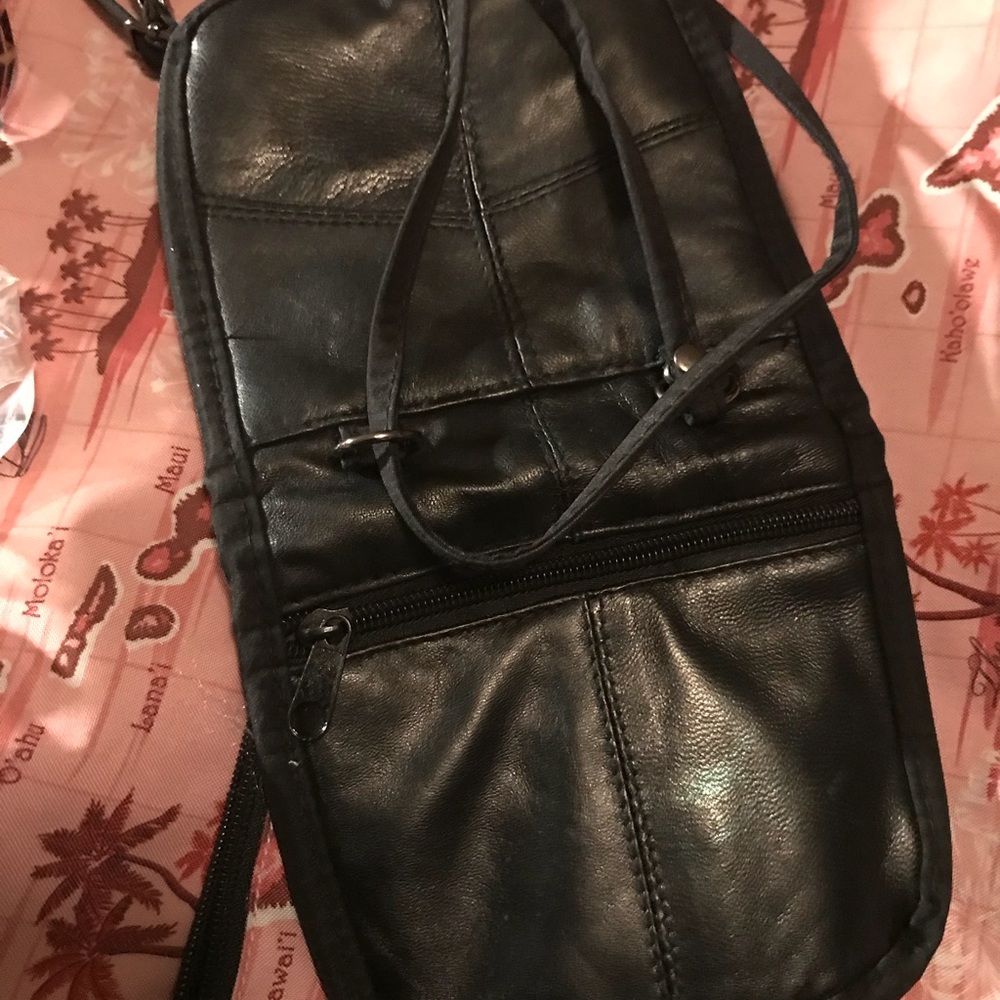 Leather black travel bag
